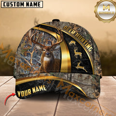 Custom Deer Hunting Hat Brown Camo with Buck and Antlers Graphic – Personalized Name Outdoor Hunter Cap