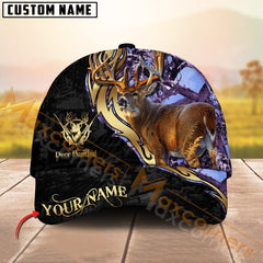 Realistic Buck Deer Hunting Hat Custom Name – Purple Camo Hunter Cap for Outdoor Men