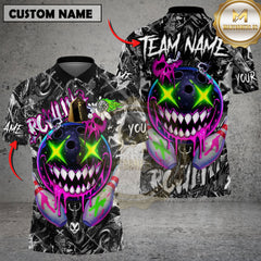 Maxcorners Bowling Shirt Crazy Smile Neon Graffiti Multioptions Personalized Name, Team Name Unisex 3D Shirt (4 Colors)