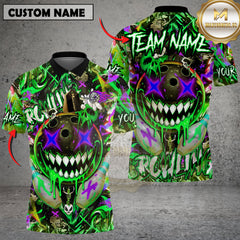 Maxcorners Bowling Shirt Crazy Smile Neon Graffiti Multioptions Personalized Name, Team Name Unisex 3D Shirt (4 Colors)