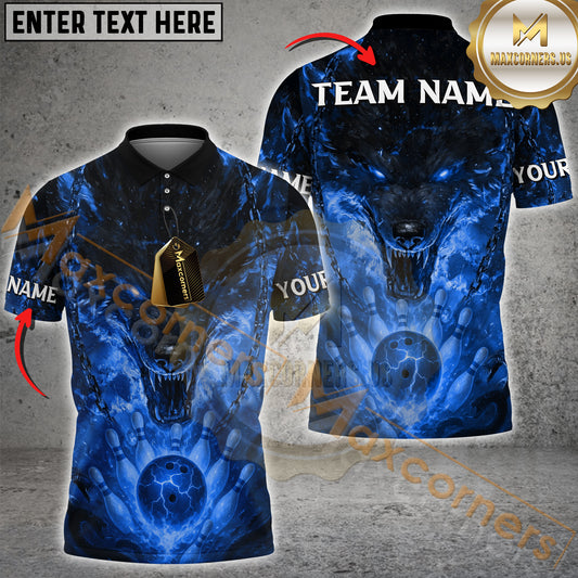 Maxcorners Bowling Shirt Inferno Wolf Rage Multicolor Options Personalized Name, Team Name 3D Shirt (4 Colors)