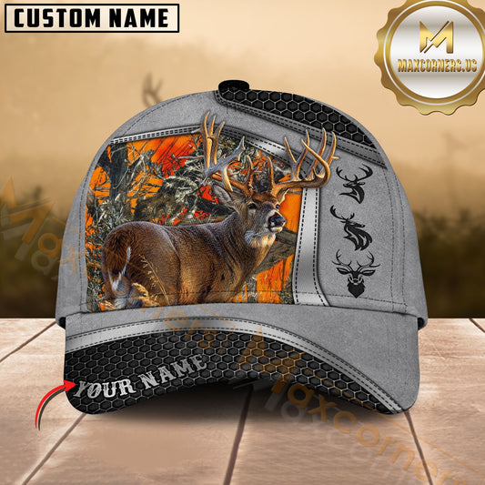 Maxcorners Deer Hunting Antler Buck Camo Design Multicolor Options Personalized Name 3D Cap