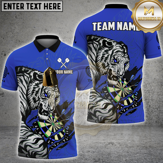 Maxcorners White Tiger Dart Shirt Wild Animal Graphic Multicolor Options Personalized Name, Team Name 3D Shirt (4 Colors)