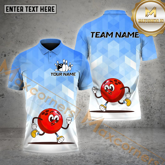 Maxcorners Bowling Shirt Cute Running Ball Multicolor Options Personalized Name, Team Name 3D Shirt (4 Colors)