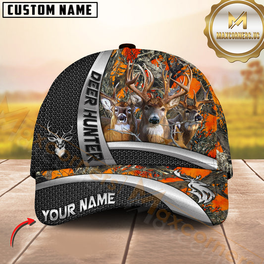 Maxcorners Deer Hunter Silver Buck Forest Multicolor Options Personalized Name 3D Cap