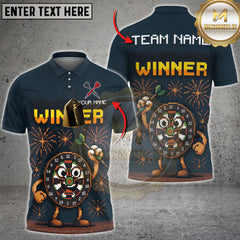 Maxcorners Darts Winner Pixel Fireworks Personalized Name, Team Name 3D Shirt