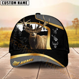Maxcorners Forest Hunting Black Pattern Line Gold Mix Silver Logo Pattern Design Personalized Name 3D Cap (Deer/Moose/Elk/Turkey/Boar/Duck)