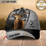 Maxcorners Hunting Grey Leather Camo Design Personalized Name 3D Cap (Deer/Moose/Elk/Turkey/Boar/Duck)