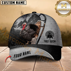 Maxcorners Hunting Grey Leather Camo Design Personalized Name 3D Cap (Deer/Moose/Elk/Turkey/Boar/Duck)