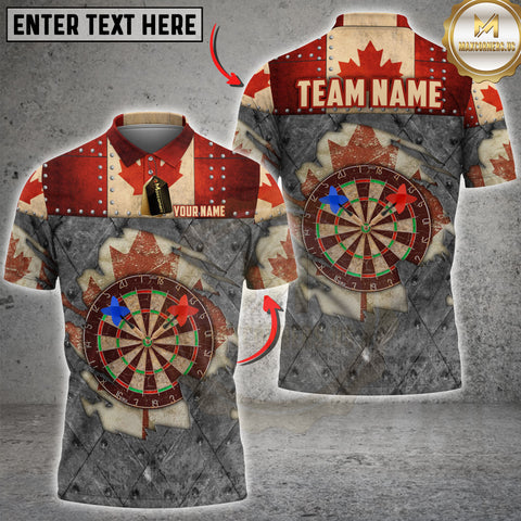 Maxcorners Darts Shirt Canada Flag Steel Grunge Target Multioptions Personalized Name, Team Name Unisex 3D Shirt