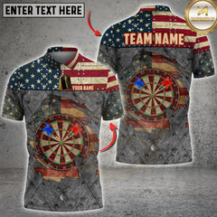 Maxcorners Darts Shirt American Flag Steel Grunge Target Multioptions Personalized Name, Team Name Unisex 3D Shirt