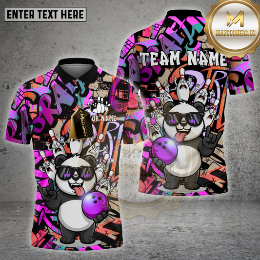 Maxcorners Bowling Shirt Panda Cool Style Multicolor Options Personalized Name, Team Name 3D Shirt (4 Colors)