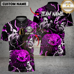 Maxcorners Dart Polo Shirt Halloween Pumpkin Ghost Lightning Multioptions Personalized Name, Team Name Unisex 3D Shirt (4 Colors)