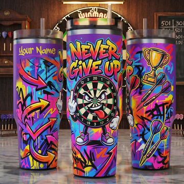 Maxcorners Darts Never Give Up Graffiti Personalized Name 3D Cup