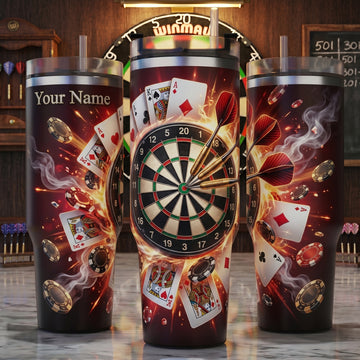 Maxcorners Darts Flying Cards Bullseye Personalized Name 3D Cup