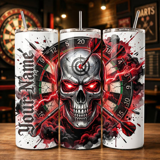 Maxcorners Darts Crimson Skull Personalized Name 3D Cup