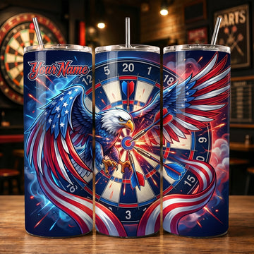 Maxcorners Darts Patriotic Eagle Wings Personalized Name 3D Cup