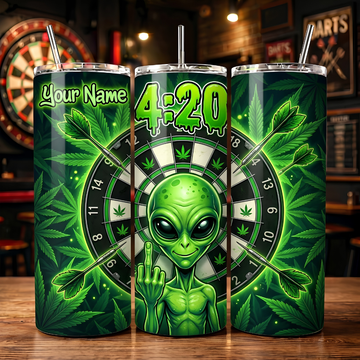 Maxcorners Darts Alien 420 Personalized Name 3D Cup