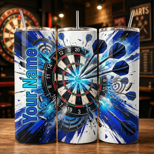 Maxcorners Darts Blue Lightning Dartboard Personalized Name 3D Cup