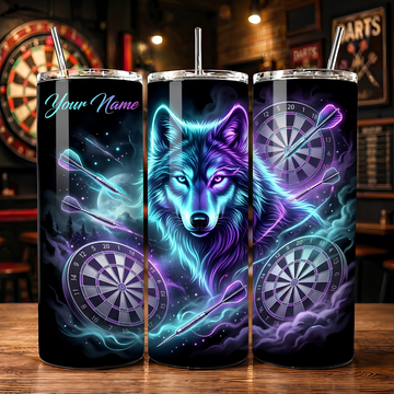 Maxcorners Darts Spirit Wolf Personalized Name 3D Cup