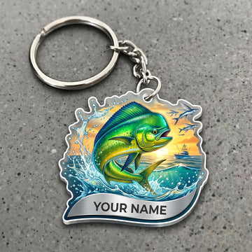 Maxcorners Mahi Mahi Fishing Offshore Adventure Personalized Name 3D Keychain And Ornament
