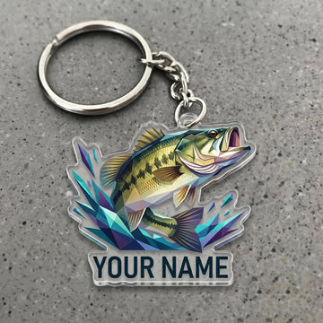 Maxcorners Bass Fishing Geometric Polygon Personalized Name 3D Keychain And Ornament