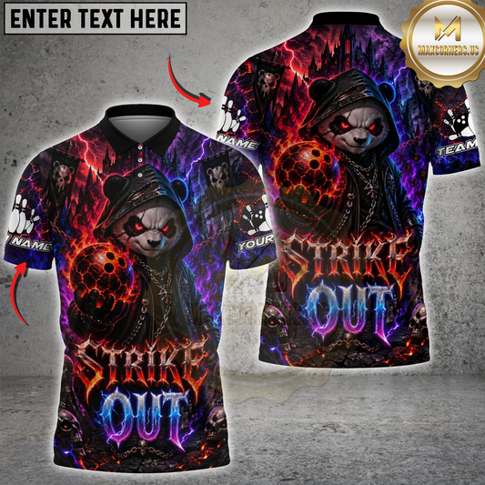 Maxcorners Gothic Bowling Dark Panda Multicolor Options Personalized Name, Team Name 3D Shirt (4 Colors)