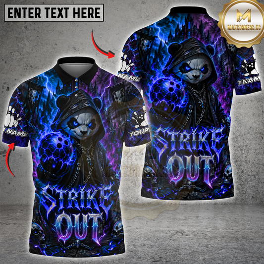 Maxcorners Gothic Bowling Dark Panda Multicolor Options Personalized Name, Team Name 3D Shirt (4 Colors)