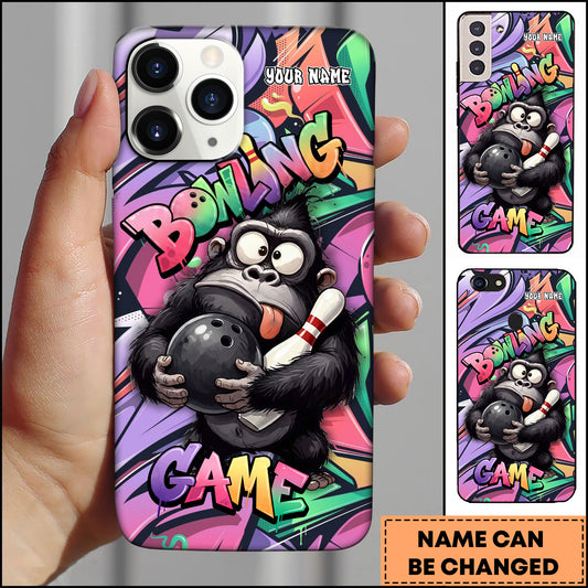 Maxcorners Bowling Funny Gorilla Graffiti Personalized Name 3D Phone Case