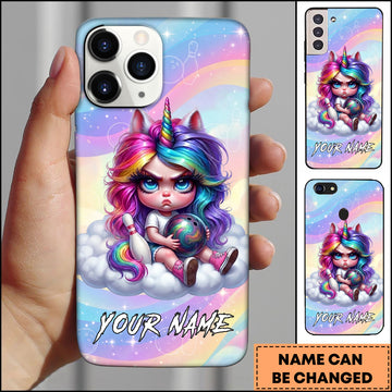 Maxcorners Bowling Rainbow Unicorn Personalized Name 3D Phone Case