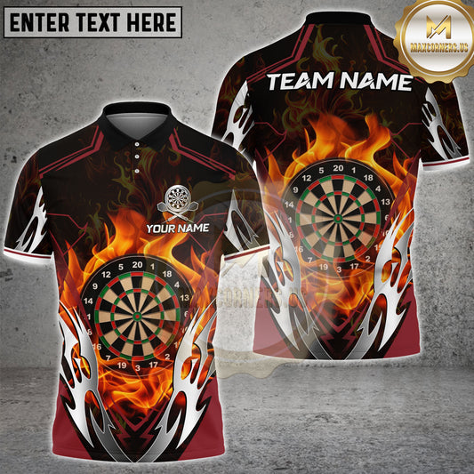 Maxcorners Dartboard Fire Storm Multicolor Options Personalized Name, Team Name 3D Shirt (4 Colors)