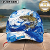Maxcorners Fishing Ocean Wave Fish Multiple Options Personalized Name 3D Cap (12 Fish Species)