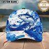 Maxcorners Fishing Ocean Wave Fish Multiple Options Personalized Name 3D Cap (12 Fish Species)