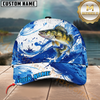 Maxcorners Fishing Ocean Wave Fish Multiple Options Personalized Name 3D Cap (12 Fish Species)