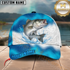 Maxcorners Fishing Water Burst Fish Multiple Options Personalized Name 3D Cap (12 Fish Species)