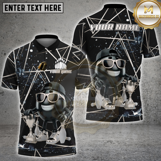 Maxcorners Bowling Cool Champion Ball Multicolor Options Personalized Name, Team Name 3D Shirt (4 Colors)