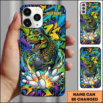 Maxcorners Bowling Dinosaur Graffiti Street Art Personalized Name 3D Phone Case