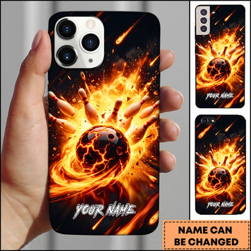 Maxcorners Bowling Fireball Bowling Explosive Power Personalized Name 3D Phone Case