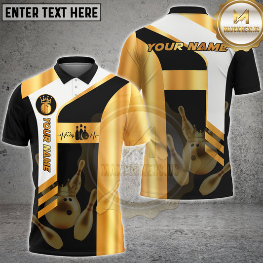 Maxcorners Bowling Ball and Pins Premium Multicolor Options Personalized Name, Team Name 3D Shirt (4 Colors)