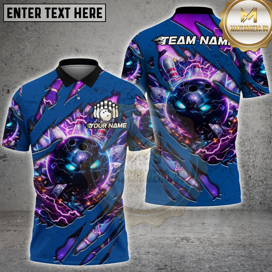 Maxcorners Bowling Thunder Strike Ball Multicolor Options Personalized Name, Team Name 3D Shirt (2 Colors)
