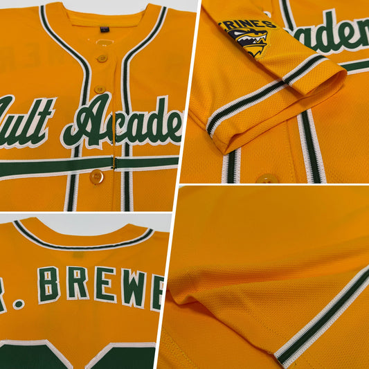 Maxcorners Custom Gold Green-White Authentic Baseball Jersey LM2605