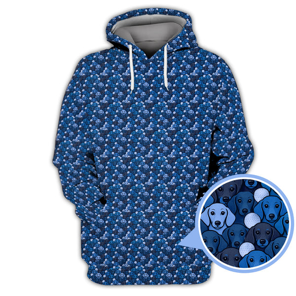 Maxcorners Dachshund Dog Pattern Golf Shirt, Funny Dachshund Golf Shirt For Dog Lovers, Golf Gift For Men's