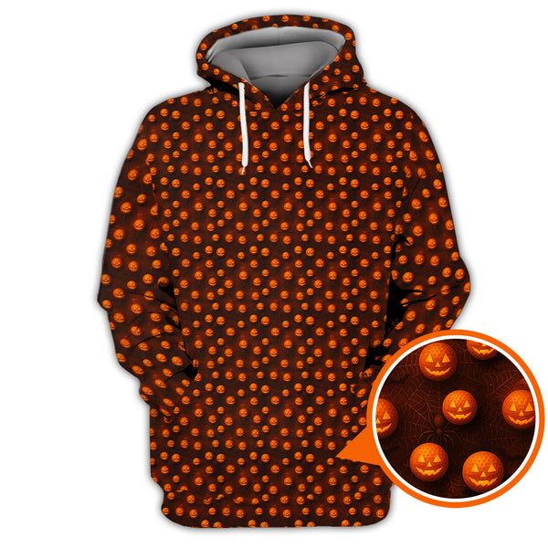 Maxcorners Pumpkin Pattern Golf Shirt For Men, Halloween Golf Shirt, Funny Halloween Golf Polos For Golfer
