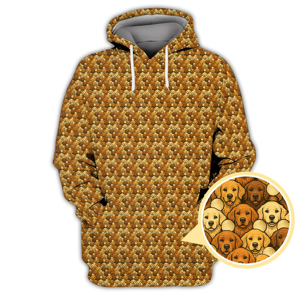 Maxcorners Crazy Golf Polos For Men, Golden Retriever Pattern Golf Shirt, Funny Golf Shirts