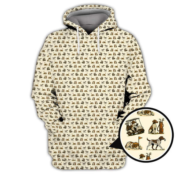 Maxcorners Pattern Golf Shirt, Pointer Golf Polos, Dog Golf Shirt For Men, Crazy Golf Shirt For Golfers