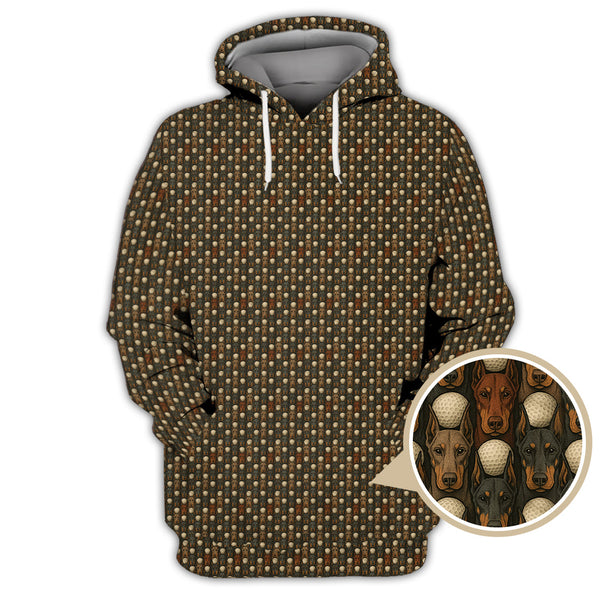 Maxcorners Dog Golf Shirt - Crazy Golf Polos For Men - Doberman Pattern Golf Shirt