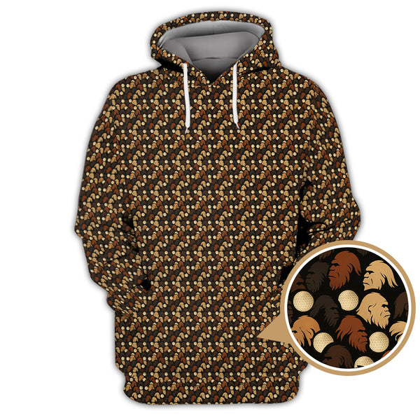 Maxcorners Sasquatch Pattern Golf Shirt, Bigfoot Golf Shirt For Golfer, Crazy Golf Shirt For Men