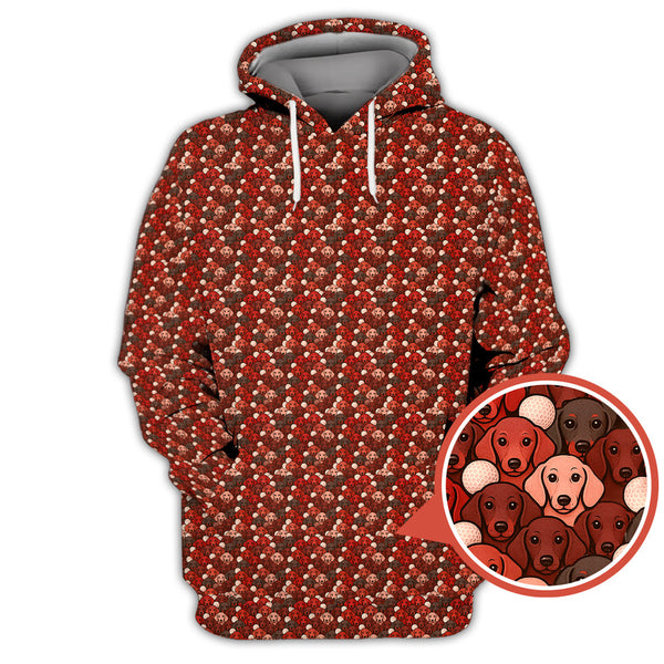 Maxcorners Dachshund Dog Pattern Golf Shirt With Red Color, Golf Gift For Dog Lover, Funny Dachshund Golf Shirt For Golfers