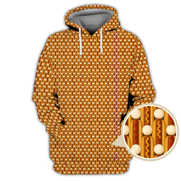 Maxcorners Hot Dog Golf Shirt, Funny Pattern Golf Shirt, Crazy Golf Shirt For Men