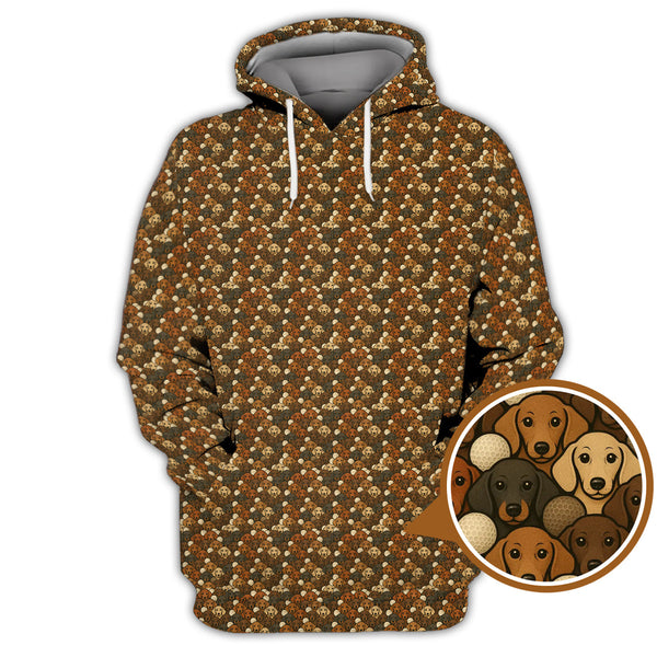 Maxcorners Dachshund Dog Pattern Golf Shirt, Funny Dachshund Golf Shirt For Dog Lovers, Golf Gift For Men's
